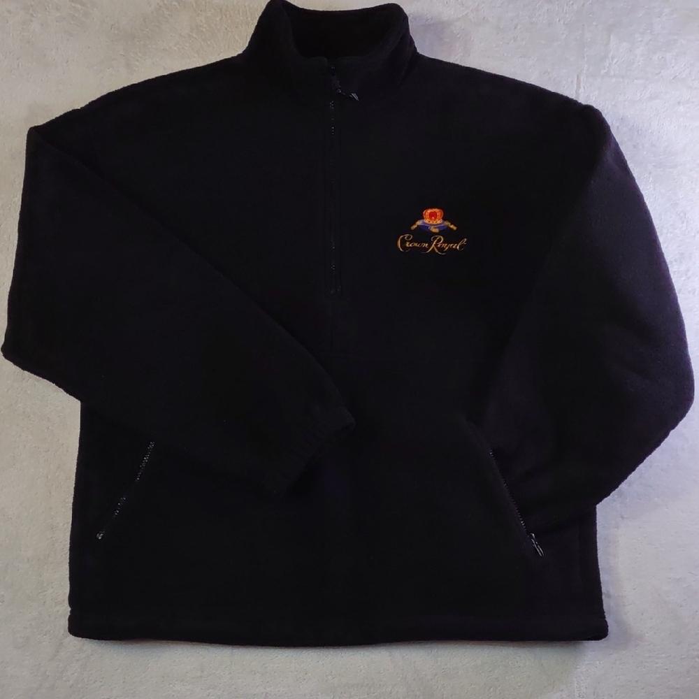 Crown Royal Thick Black Fleece Half-Zip Pullover, Men's XL
